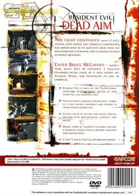 Resident Evil - Dead Aim box cover back